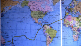Chart of the first part of my sailing trip around the world 1980-1983